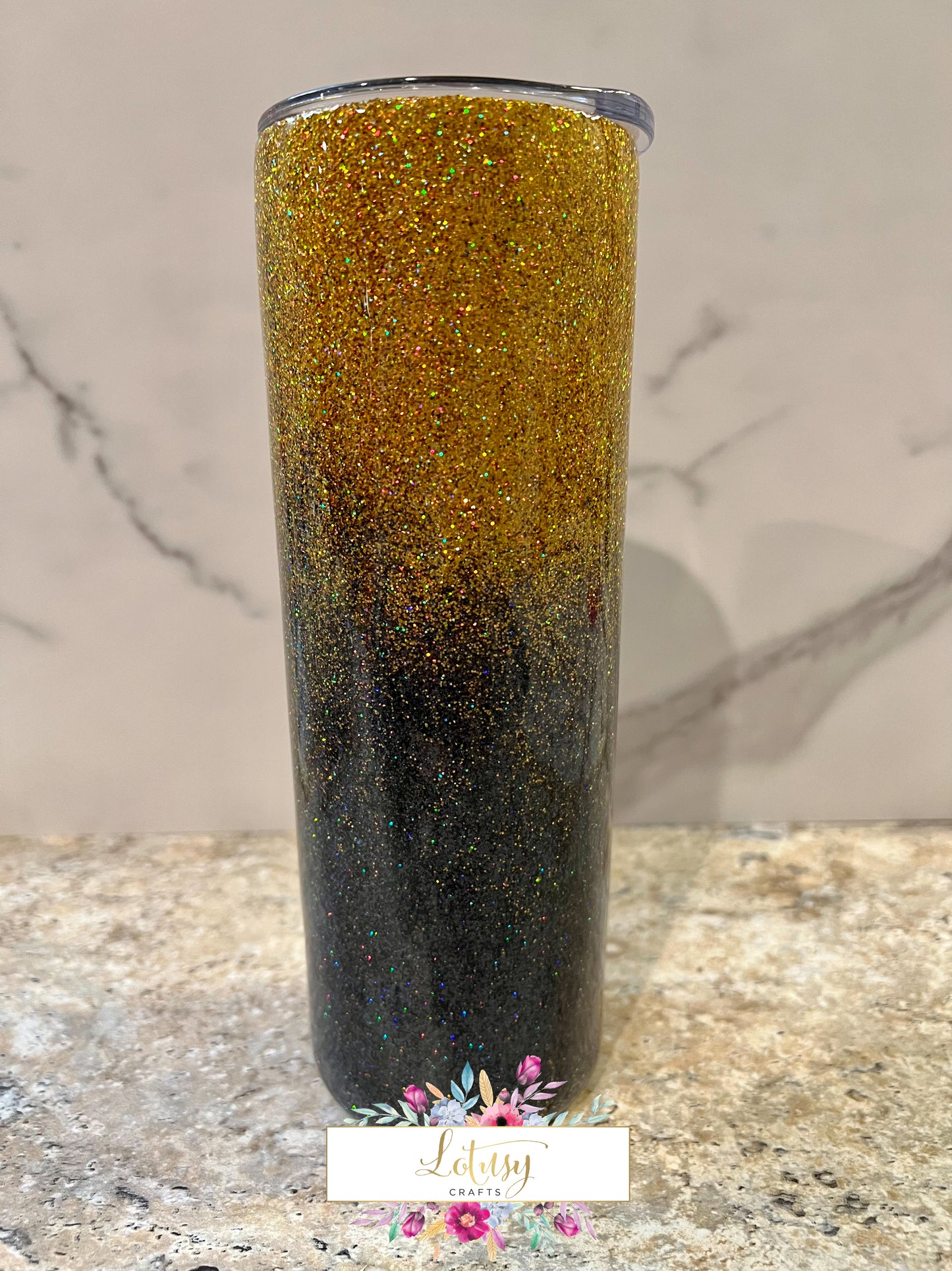 Black and Gold Ombré Tumbler—20 oz.