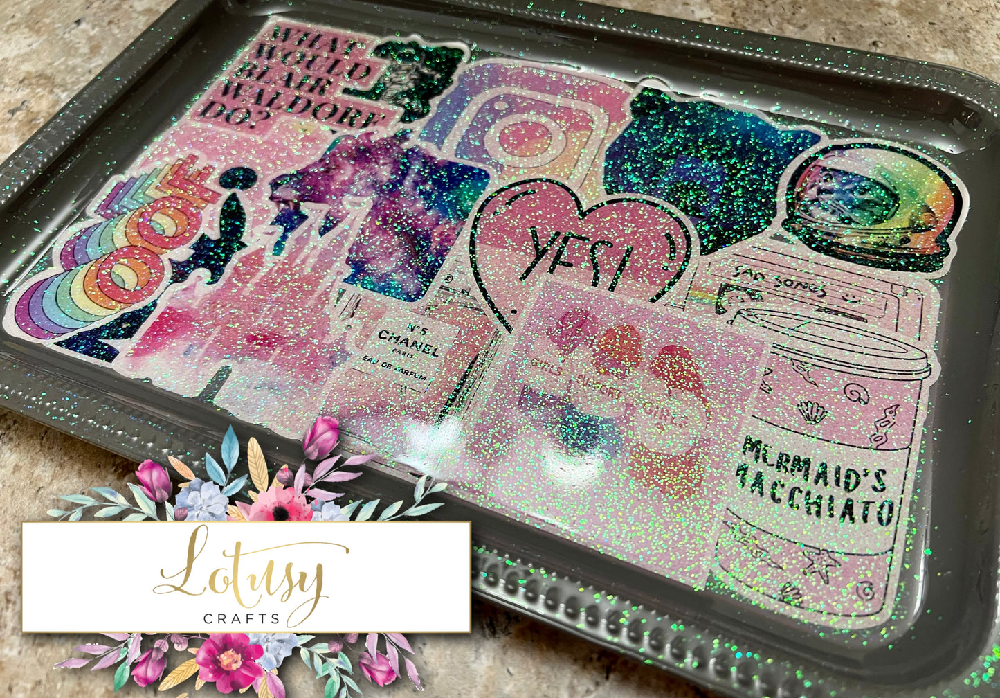 Girly Gray Glitter Trinket Tray