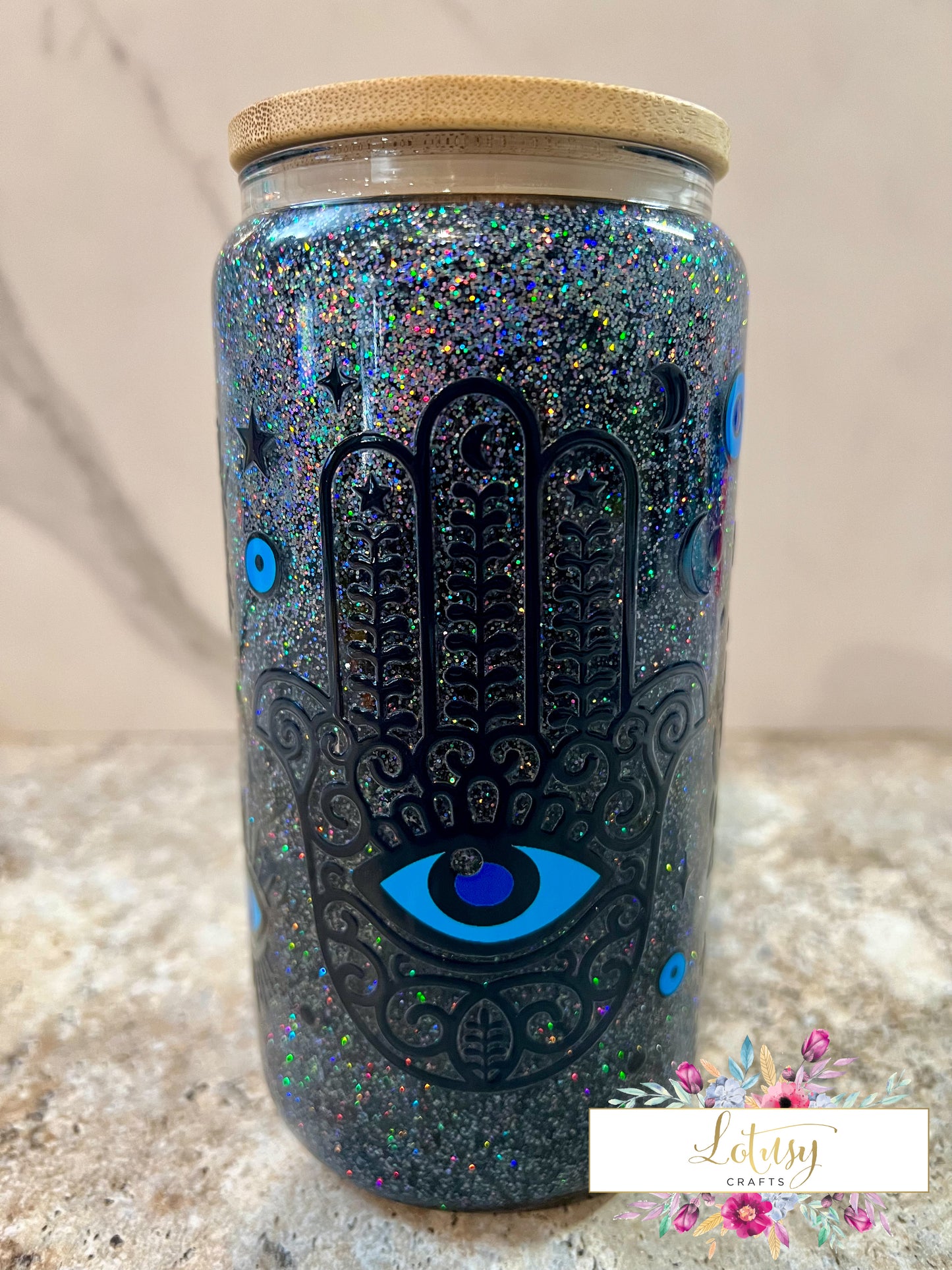 Hamsa Snowglobe Tumbler 16 oz.