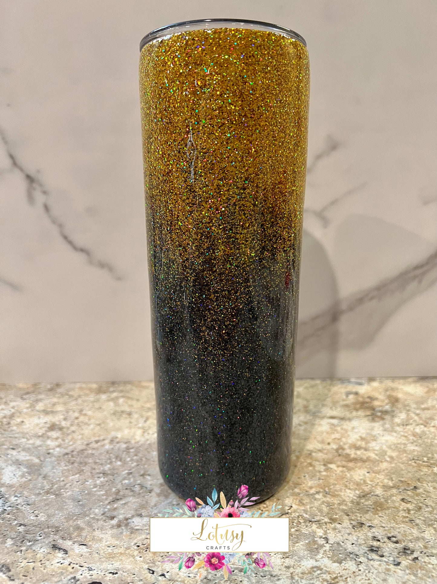 Black and Gold Ombré Tumbler—20 oz.